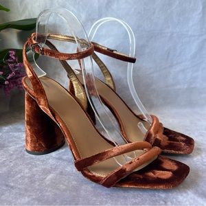 Sam Edelman Women Kia Ankle Strap Block Heel Sandal Velvet Warm Copper Size 10